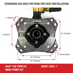 AAA Professional Horizontal Triplex Pump Kit 90034 for 4400 PSI at 4.0 GPM Pressure Washers