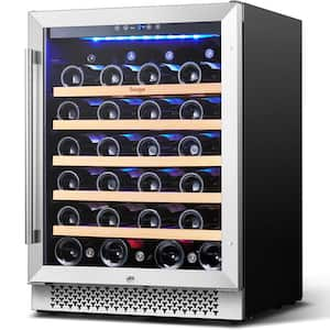 24 in. Single Zone 52-Bottles Built-In Wine Cooler Refrigerator with Safety Lock and 5 Removable Shelves