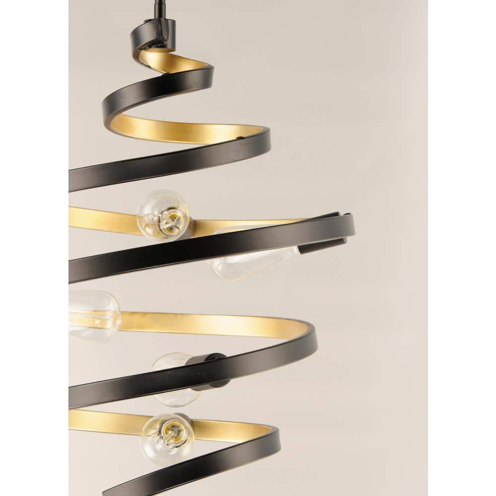 Twister 5-Light Black and Gold Pendant Light
