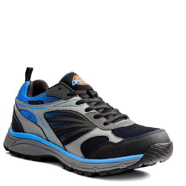 Dickies Men's Stride Slip Resistant Athletic Shoes - Steel Toe - Black/Blue Size 9.5(M)