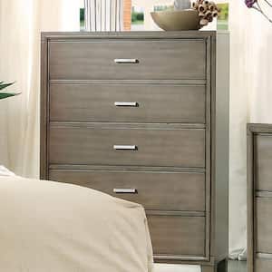 Gray 5-Drawer 34 in. Wide Chest of Drawers