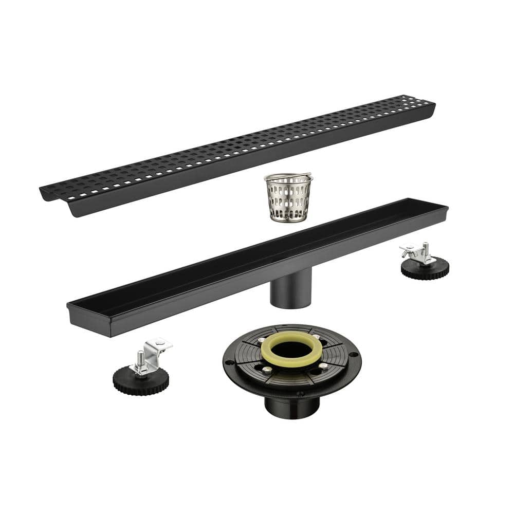 Square Shower Floor Drain with Flange, Pattern Grate Removable, Food-Grade SUS 304 Stainless Steel in Matte Black price history on PriceWatchPro
