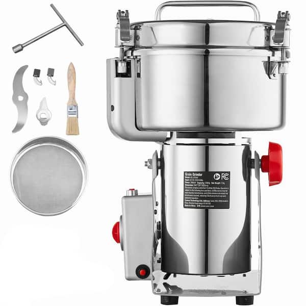 2000g Electric Grain Mill Grinder, 3400-Watt High-Speed Commercial Spice Pulverizer, Stainless Steel Swing Type