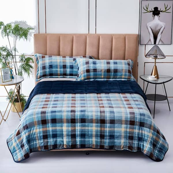 DREAM THEORY Plaid Twin 20 lb. 3 PC Weighted Comforter Set AV