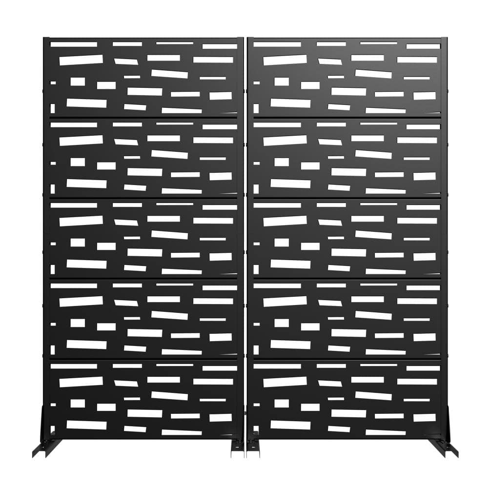 60 in. H x 30 in. W Outdoor Black Galvanized Steel Decorative Garden Fence Privacy Screen (2-Pack) price history on PriceWatchPro