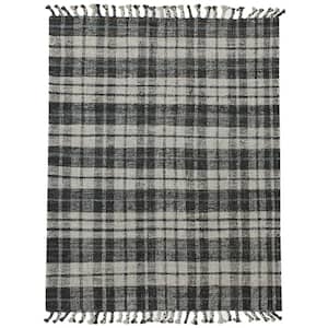 Hampton Charcoal Gray 5 ft. x 7 ft. 6 in. Transitional Plaid Jute Area Rug