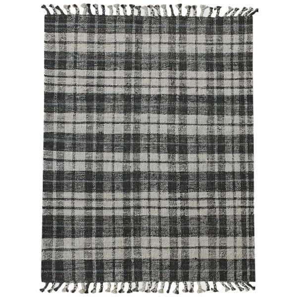 Unbranded Hampton Charcoal Gray 5 ft. x 7 ft. 6 in. Transitional Plaid Jute Area Rug