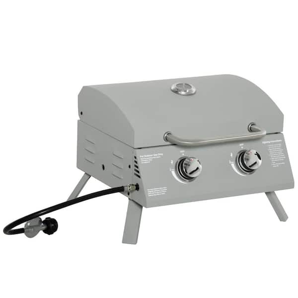 Barcelona bunker Roestig Outsunny Portable Propane Gas Grill in Gray with Foldable Legs, Lid,  Thermometer for Camping, Picnic, Backyard 846-104V80SR - The Home Depot