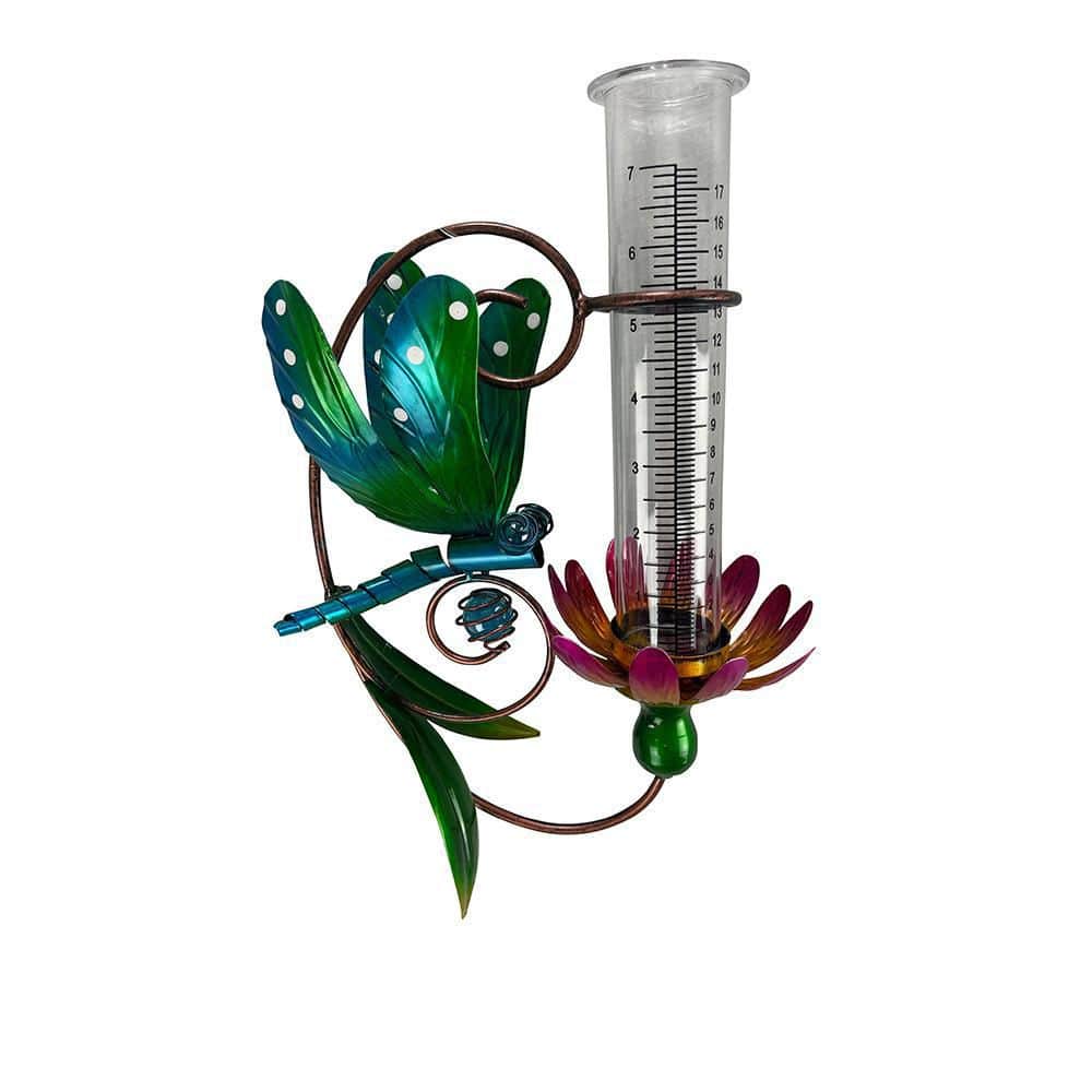RCS Gifts Rain Gauge Dragonfly Blue Green 34517 The Home Depot