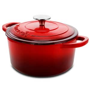 Artisan 3 qt. Round Cast Iron Nonstick Dutch Oven in Gradient Red with Lid