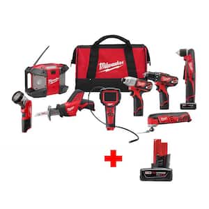 M12 12V Lithium-Ion Cordless Combo Tool Kit (8-Tool) with  6.0 Ah Battery
