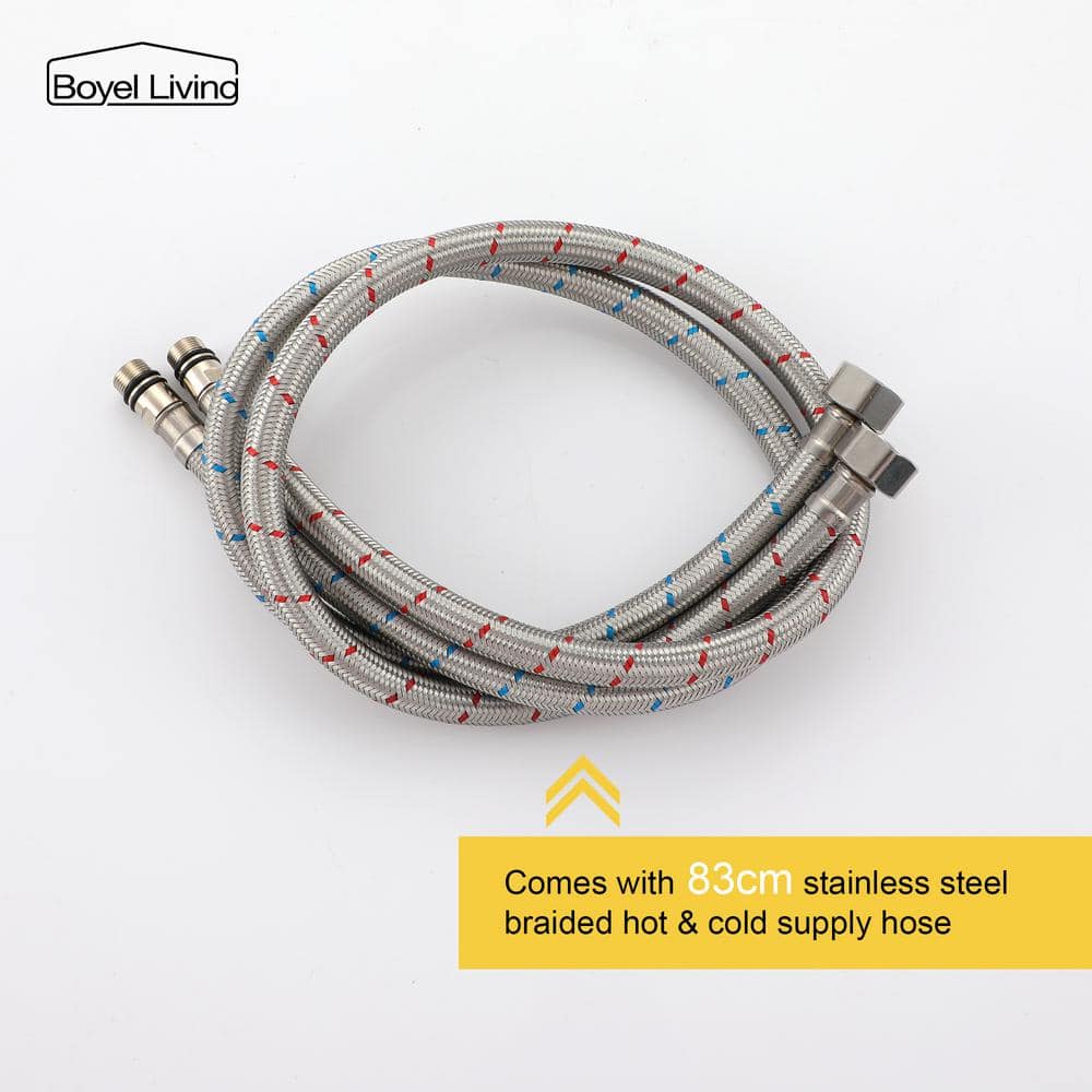 Brushed Gold Double Handle Floor Mount Tub Filler