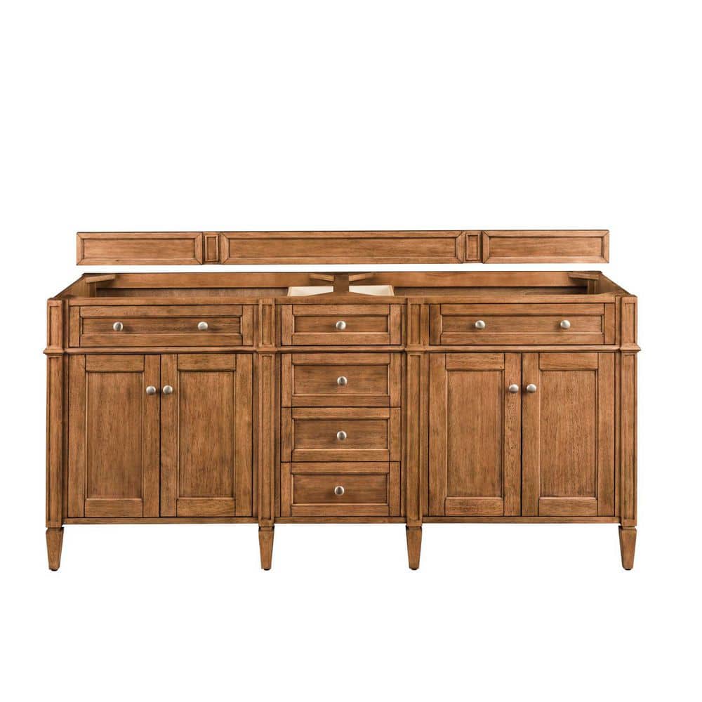 Brittany 72.0 in. Double Bath Vanity in Saddle Brown with Siberian Wireless Charging Quartz Top