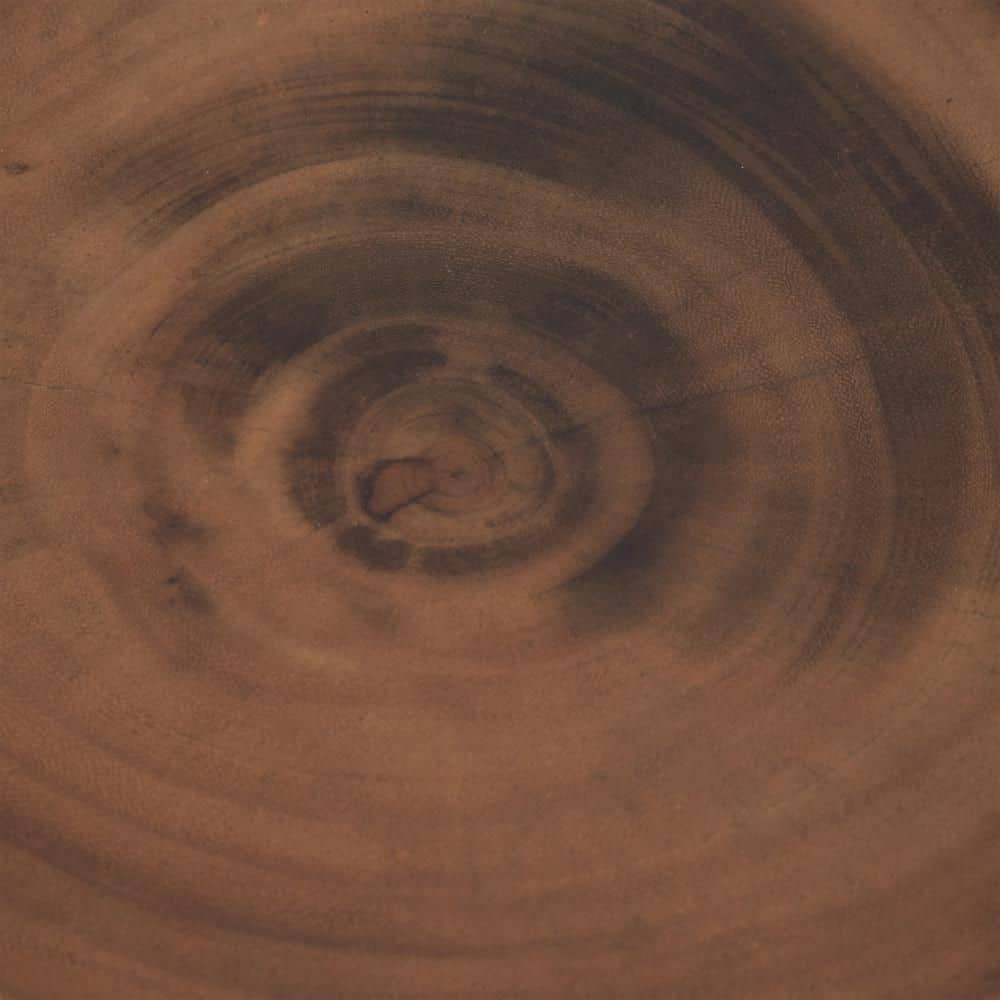 16" Natural Suar Wood Round Accent Table with White Base