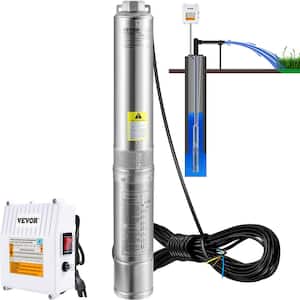 Deep Well Submersible Pump 37GPM 3 HP 640 ft. Head Water Pump with 33 ft. Cord External Control Box for Home Irrigation