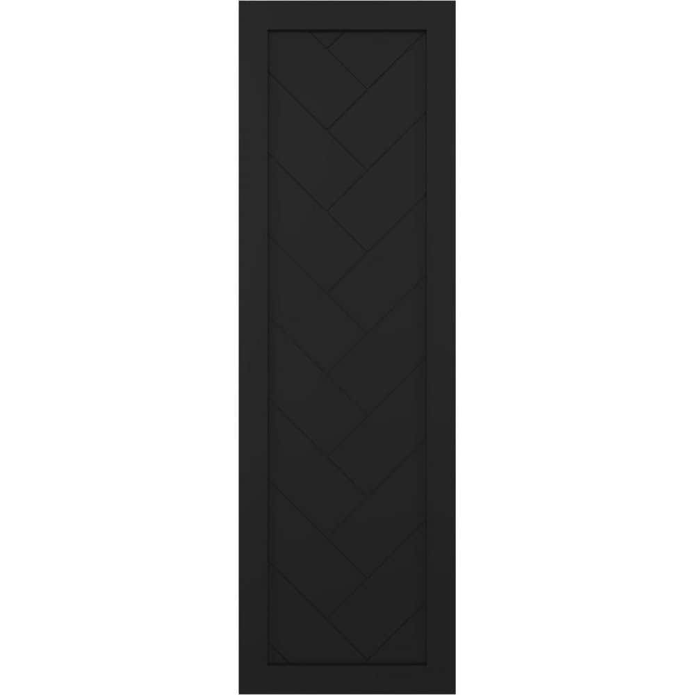 12 in. x 45 in. PVC True Fit Single Panel Herringbone Modern Style Fixed Mount Board and Batten Shutters Pair in Black price history on PriceWatchPro