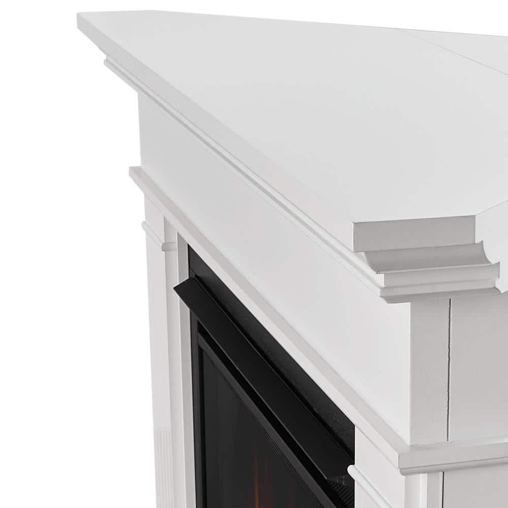 Kennedy 56" White Electric Corner Fireplace with Mantel