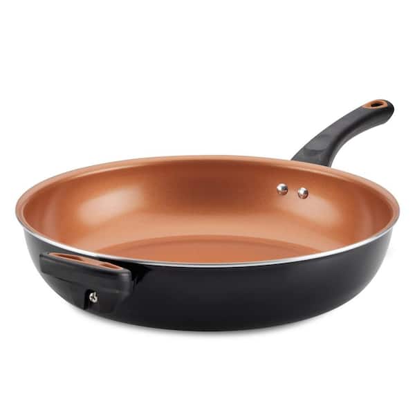 Adrinfly 12.5 in. Heavy-duty Aluminum Ceramic Nonstick Coating Frying Pan with Easy Hold Handle and Comfortable Helper Handle