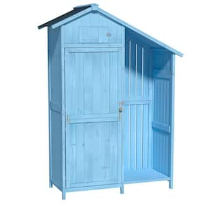 3.64 ft. W x 1.76 ft. D Outdoor Storage Wood Shed with Waterproof Asphalt Roof&Multiple-Tier Shelves-Blue (6.40 sq. ft.)