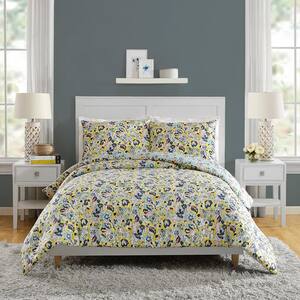 Sunny Garden 3-Piece Yellow Cotton Full/Queen Comforter Set
