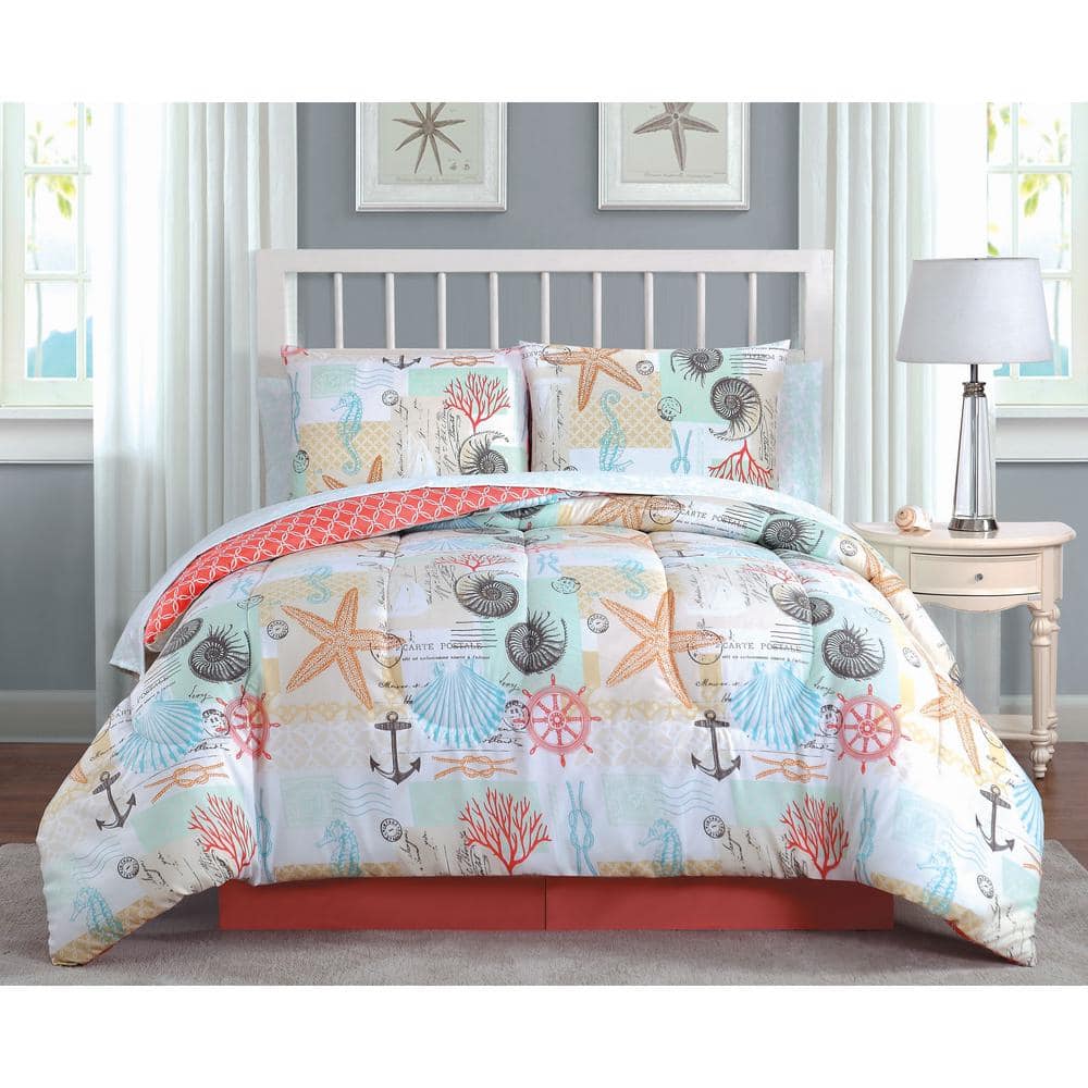 Belize 8-Piece Coral Queen Comforter Set