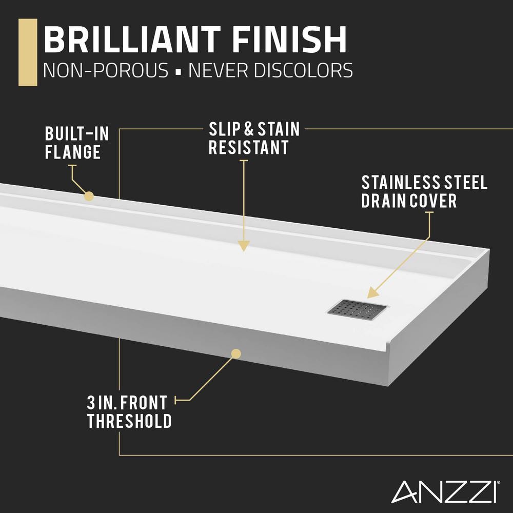 Alexander 60" x 30" White Right Drain Shower Base