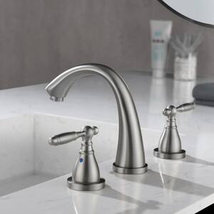 Deris 8 in. Widespread 2-Handle Bathroom Faucet in Brushed Nickel