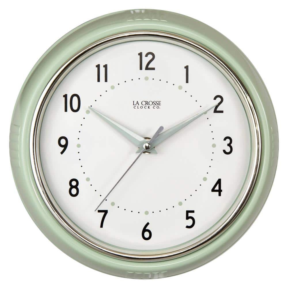 Pistachio Green Retro Diner 9.5" Quartz Analog Wall Clock