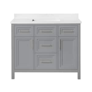 Mayfield 42 in. W x 22 in. D x 34 in. H Single Sink Bath Vanity in American Gray with White Engineered Stone Top