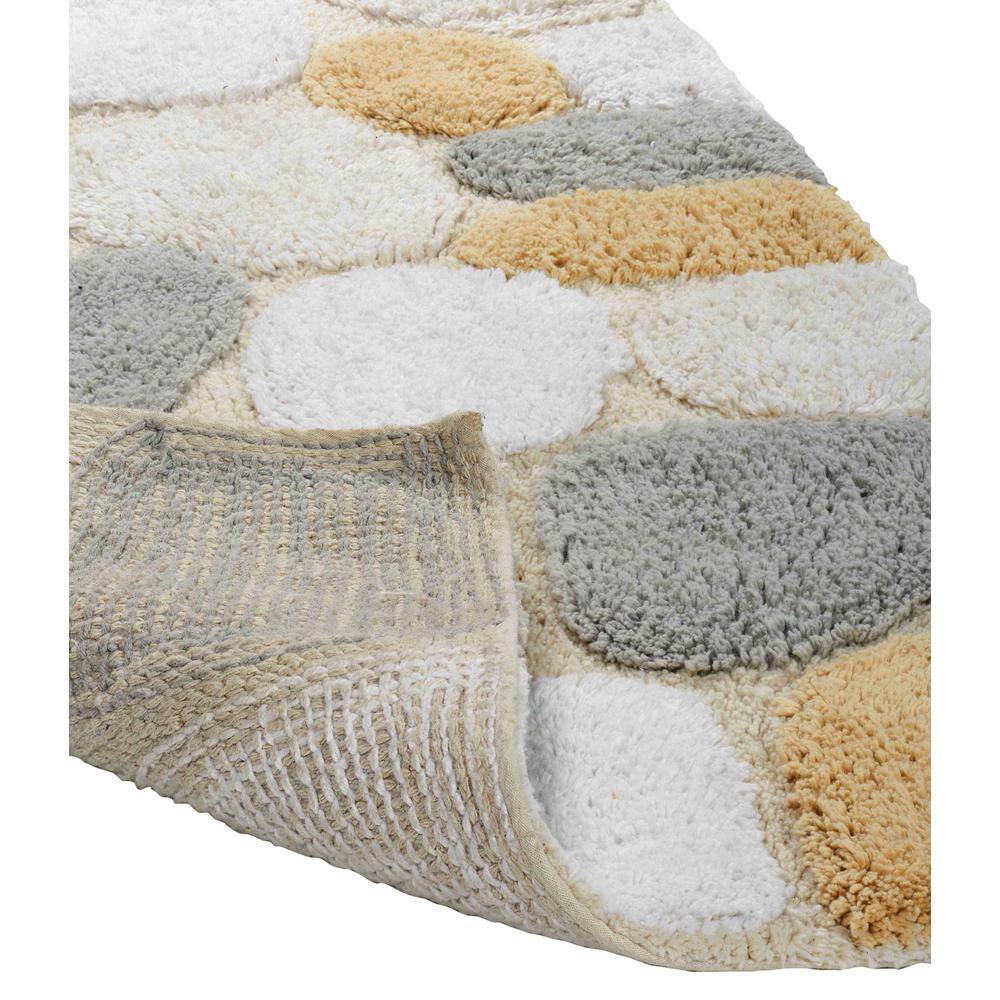 Pebble Pattern Cotton Bath Rug Set in Light Beige