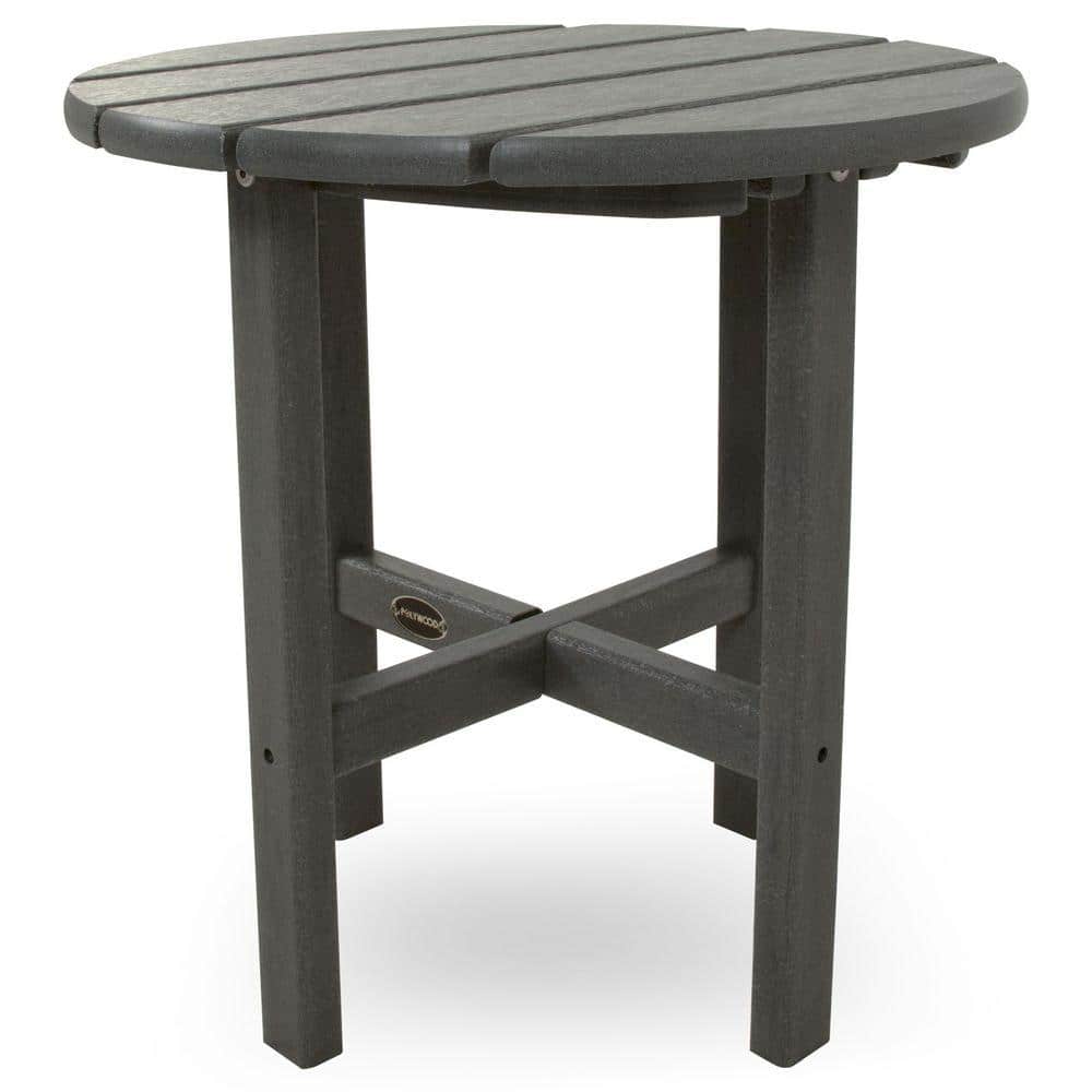 Slate Gray 18" Round Polywood Outdoor Side Table