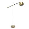 59 in. Black Matte and Antique Brass Accents Swivel Floor Lamp with Inner  White Dome Shade