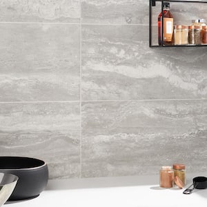 Essential Travertine Gray 11.71 in. x 23.50 in. Porcelain Floor and Wall Tile (11.62 sq. ft./Case)