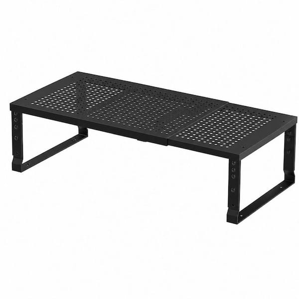 1-Pack Black Expandable Adjustable Stackable Kitchen Organizer, Spice Rack, Counter Shelf for Cabinets, Countertop