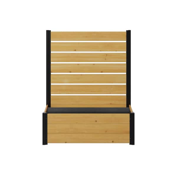 Concord 4 ft. H x 3.4 ft. W x 1.5 ft. L Cedar Wood Flat Top Privacy Fence Screen Panel with Planter Box