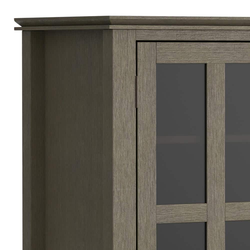 Farmhouse Grey Tall TV Media Stand with Tempered Glass Top