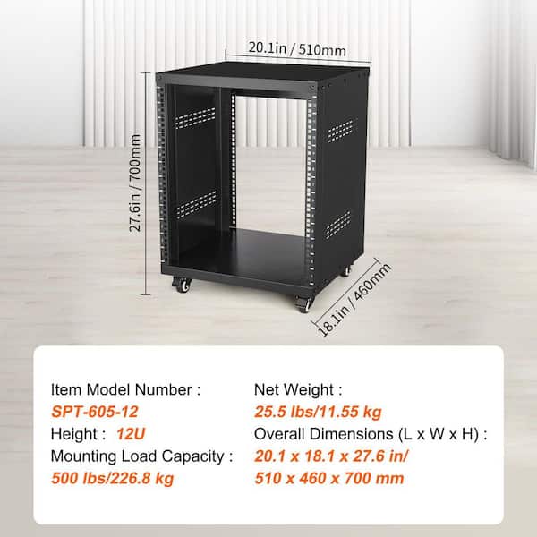 SKYSHALO 12U AV Rack Stand Steel 20.1 x 27.6 x 20.1 in. Network