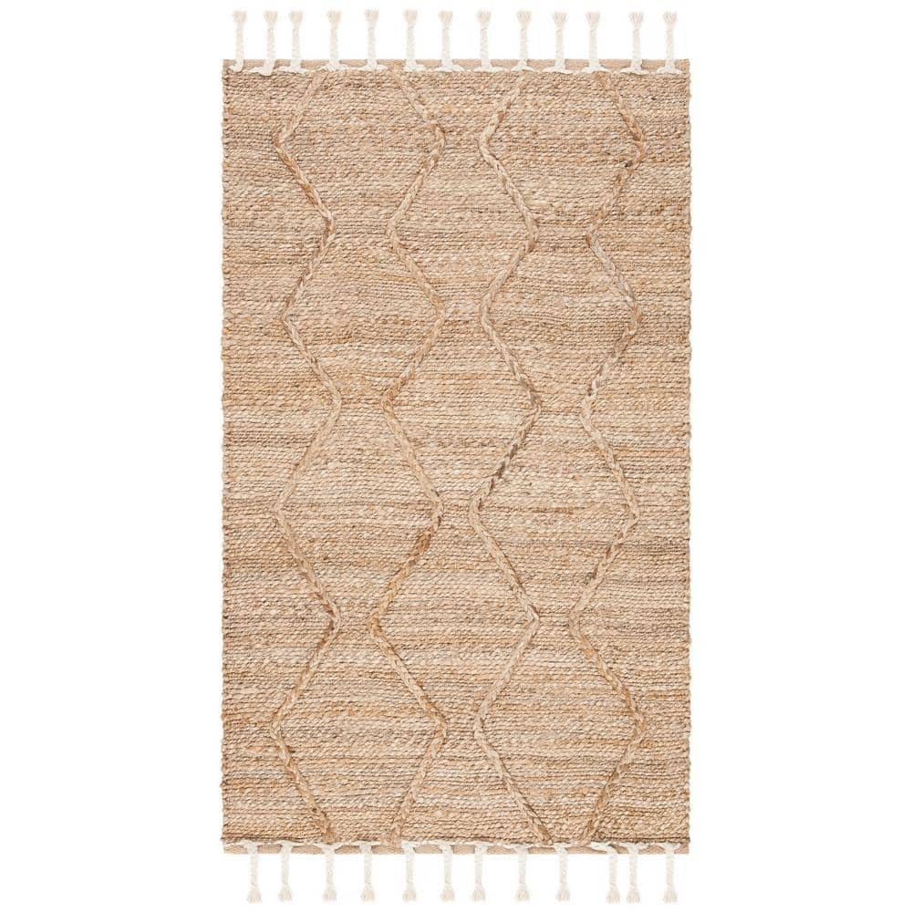 SAFAVIEH Natural Fiber Beige Doormat 2 ft. x 4 ft. Distressed Geometric ...