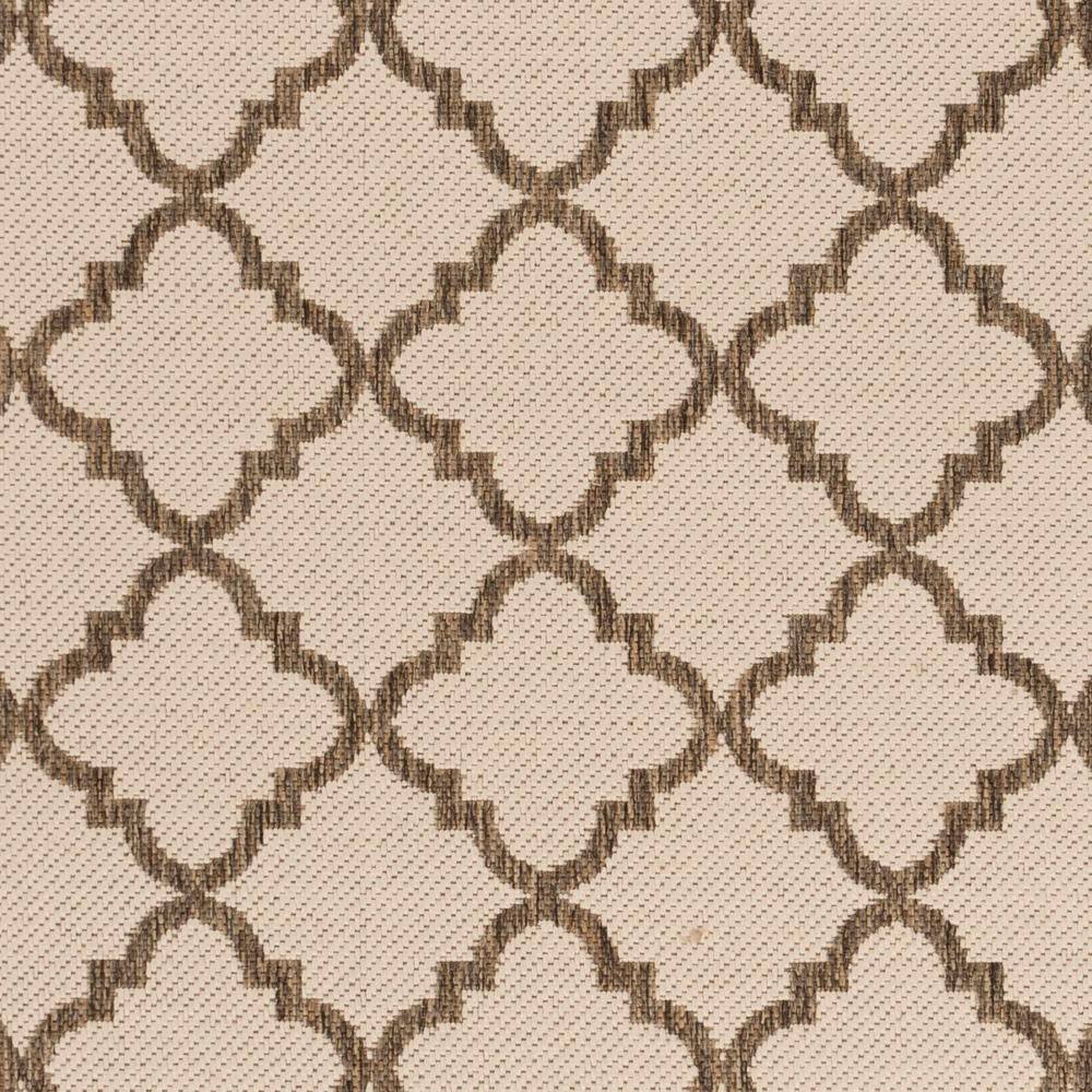 Cream and Brown Geometric Rectangular Synthetic Rug