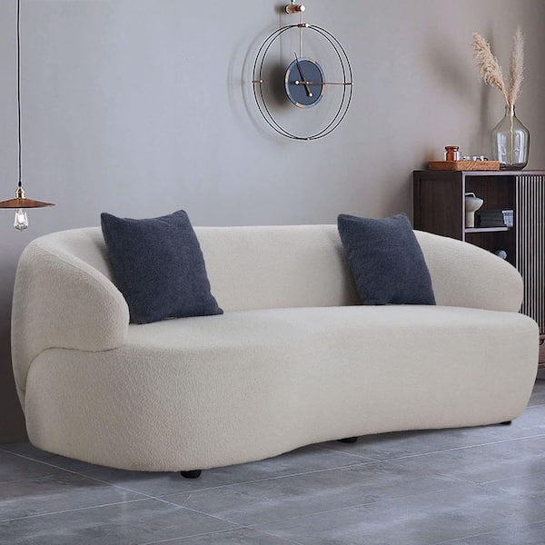 Mid Century Modern Fabric Curved Sofa