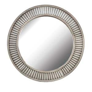 Medium Round Antique Gray Antiqued Classic Mirror (36 in. H x 36 in. W)