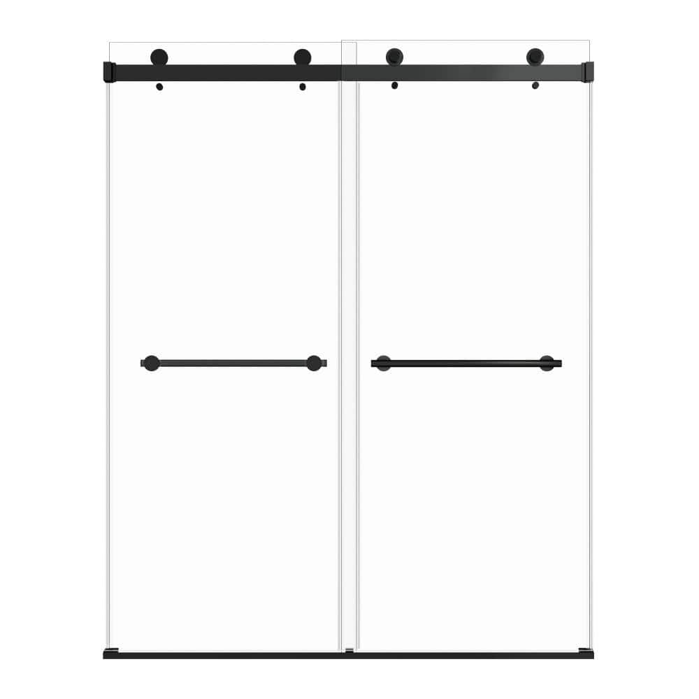 "43-48 in. W x 72 in. H Double Sliding Frameless Shower Door in Matte Black with 1/4"" Clear Tempered Glass" price history on PriceWatchPro