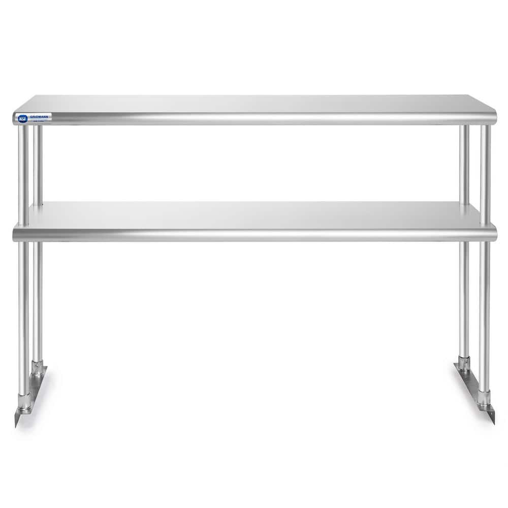 48" x 12" Stainless Steel 2-Tier Overshelf for Prep Tables