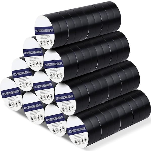 3/4 in. x 66 ft. Waterproof Vinyl Electrical Tape Black 100 Rolls High Temp Insulation for Protection and Wrapping