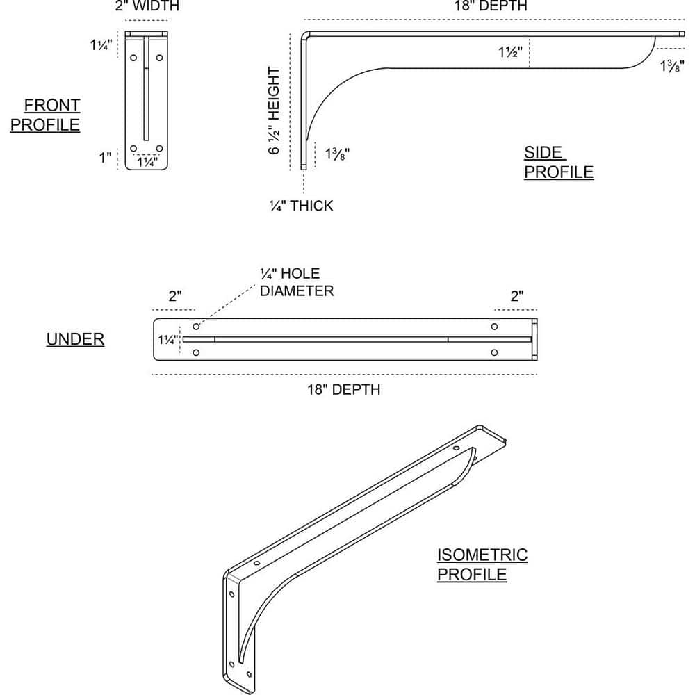 Embrex Urban Stainless Steel 18" Countertop Bracket