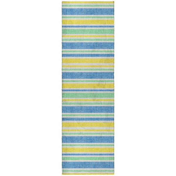 Dream Shag Premium Machine Washable Abstract ADS531 Yellow 2 ft. x 7 ft. Runner Rug