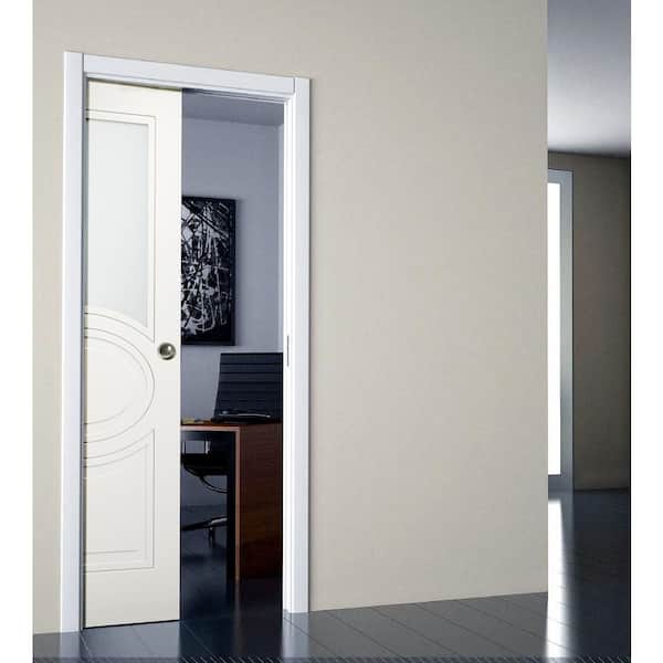 7012 24 in. x 80 in. White Finished MDF Sliding Door with Pocket Hardware
