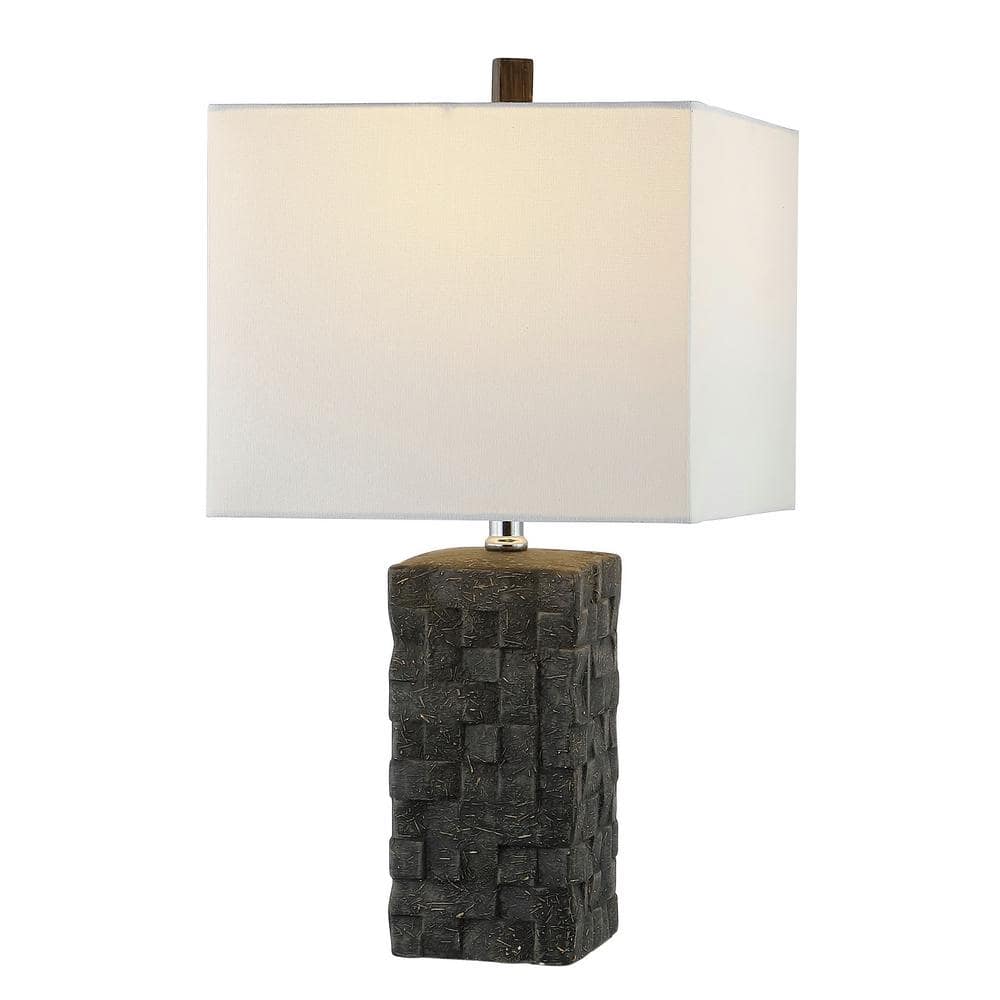 Jayden Dark Grey Ceramic Table Lamp Set with White Shades