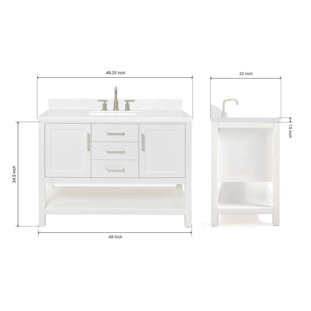 Bayhill White Freestanding Single Vanity with Marble Top