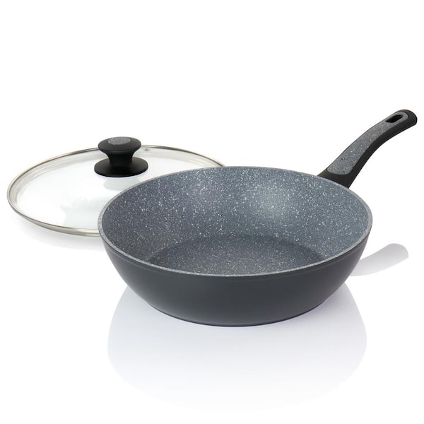 at Home Grey Speckled Non-Stick Sauce Pan with Lid, 3qt